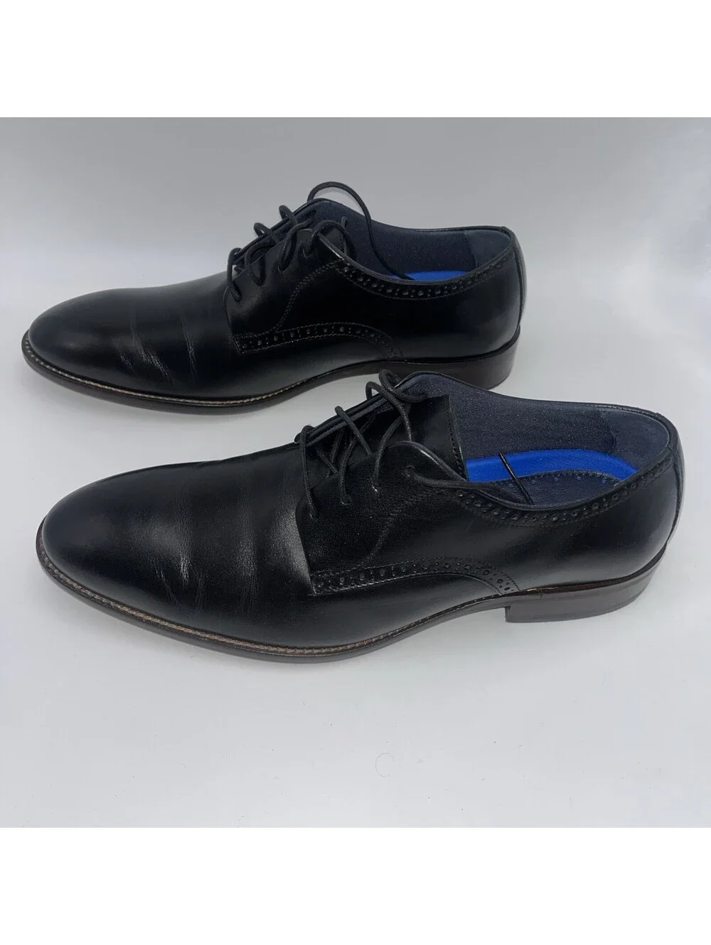 Johnson & Murphy Black Leather Dress Shoes Mens 10.5, 59-2469 Stockton Plain Toe